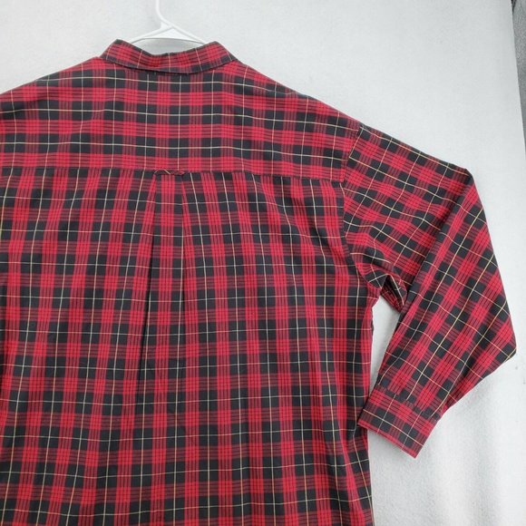CHAPS Shirt Men's Long Sleeve Casual Button Down Plaid Oxford Red 2XL - Picture 12 of 12